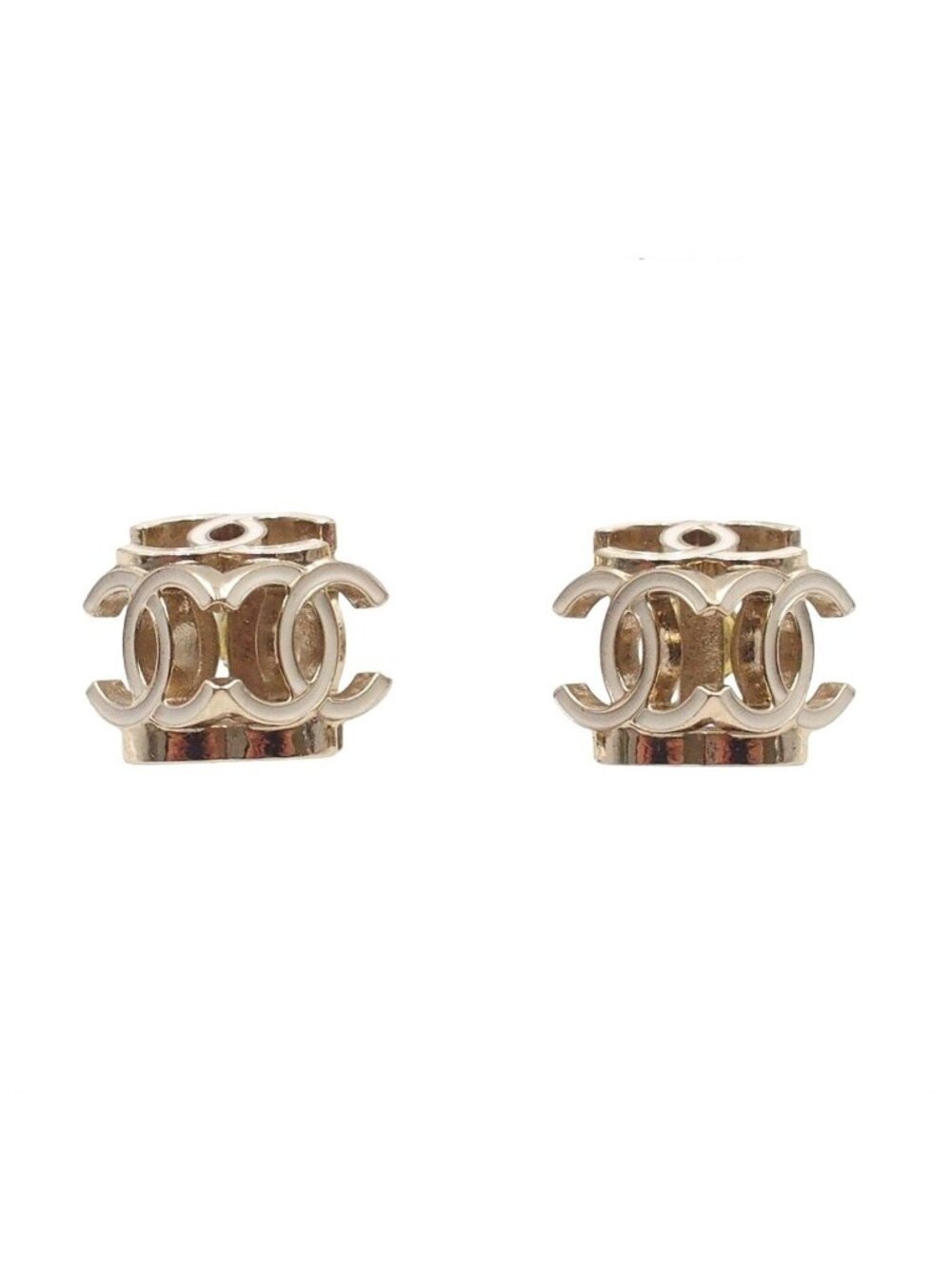 Chanel Earrings Gold Metal CC Logo Costume